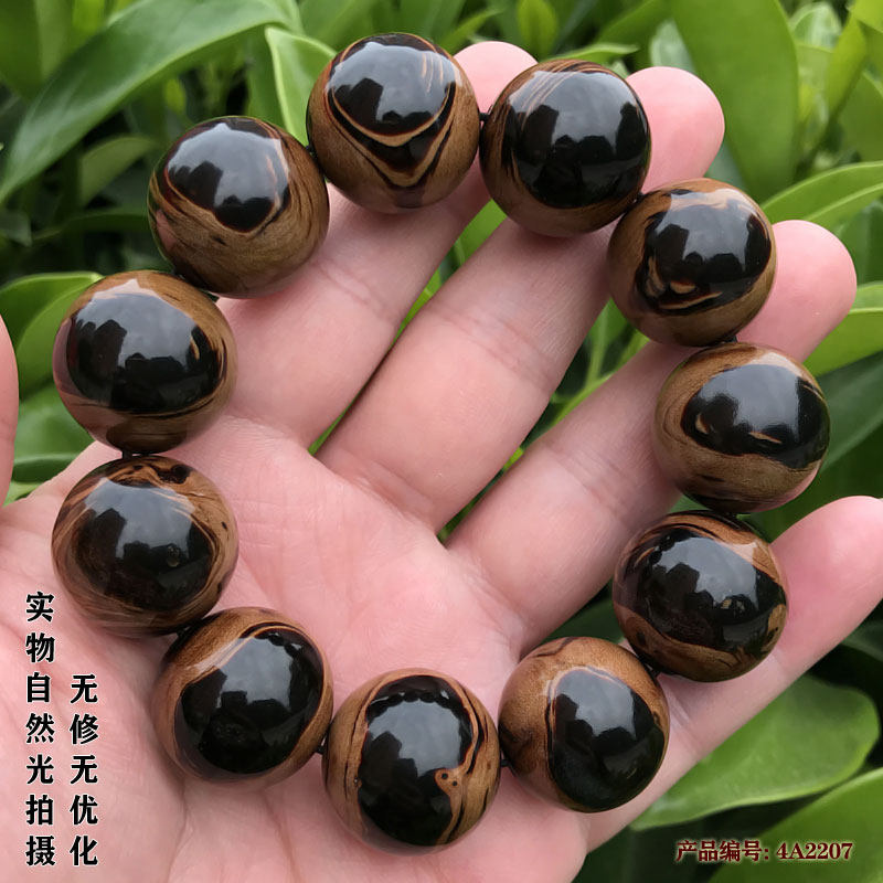 天然收藏级海柳手串文玩男士佛珠念珠手珠圆珠天眼纹2.2cm包邮