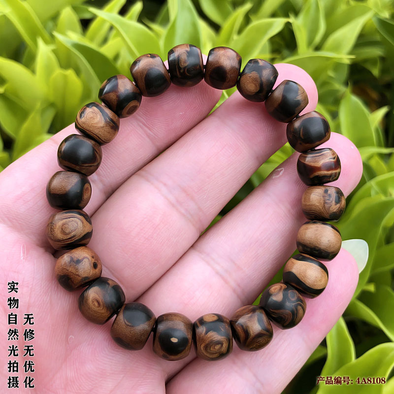 柳工坊海柳手串男女士佛珠念珠手链0.8X1.0cm苹果鼓珠山水纹包邮