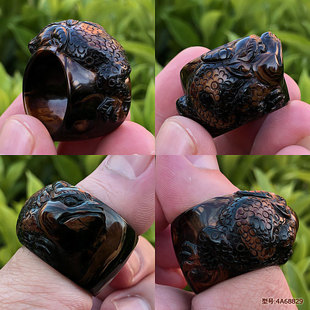 天然海柳戒指扳指情侣指环把玩血柳大拇指把玩雕刻工艺品蟾蜍包邮