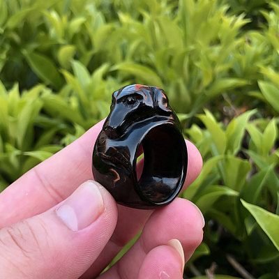 天然海柳戒指扳指情侣男士指环血柳大拇指把招财旺狗民族风包邮