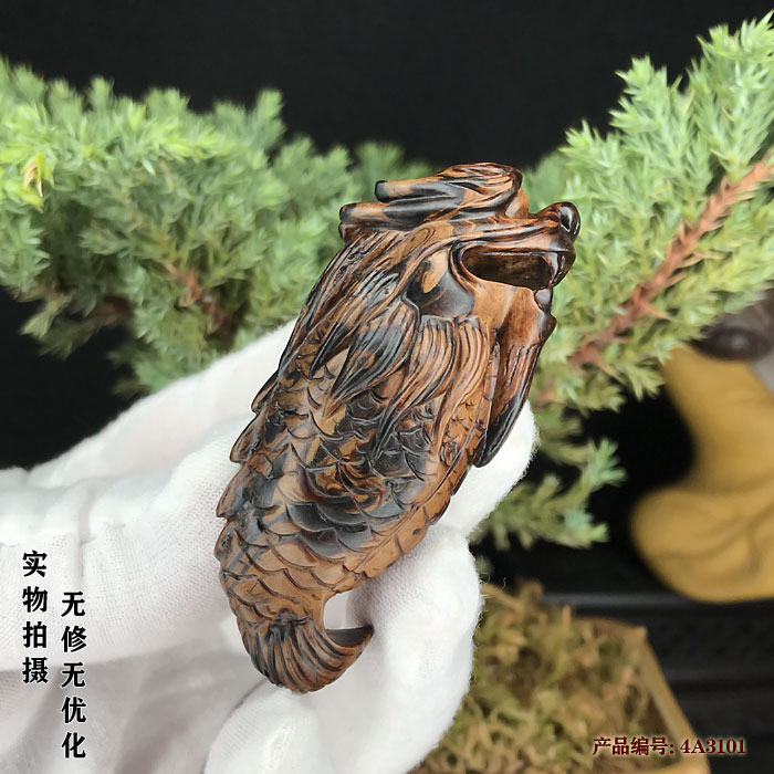 黑珊瑚海柳文玩佛珠多宝吊坠车挂摆件手把件收藏龙头鱼身鳌鱼包邮