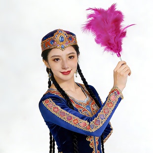 哈萨克族蒙古族维族羽毛装饰新疆舞蹈演出头饰帽子手拿都可以的