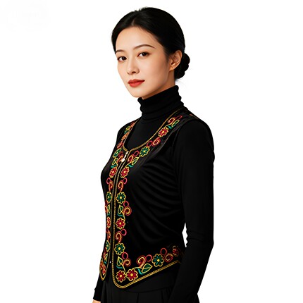 女士新款刺绣马甲束身显瘦新疆维吾尔族风民族舞蹈服舞台表演马夹
