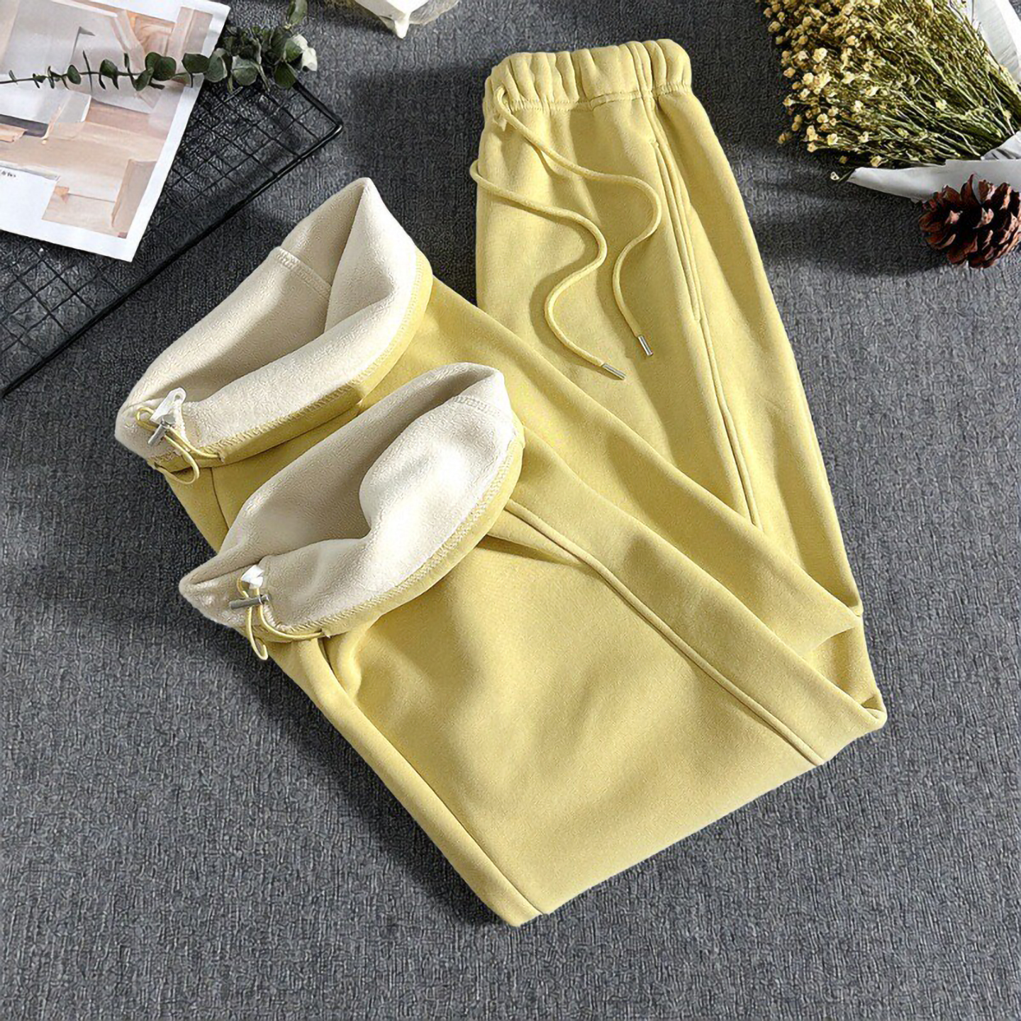 韩版宽松女加绒加厚裤