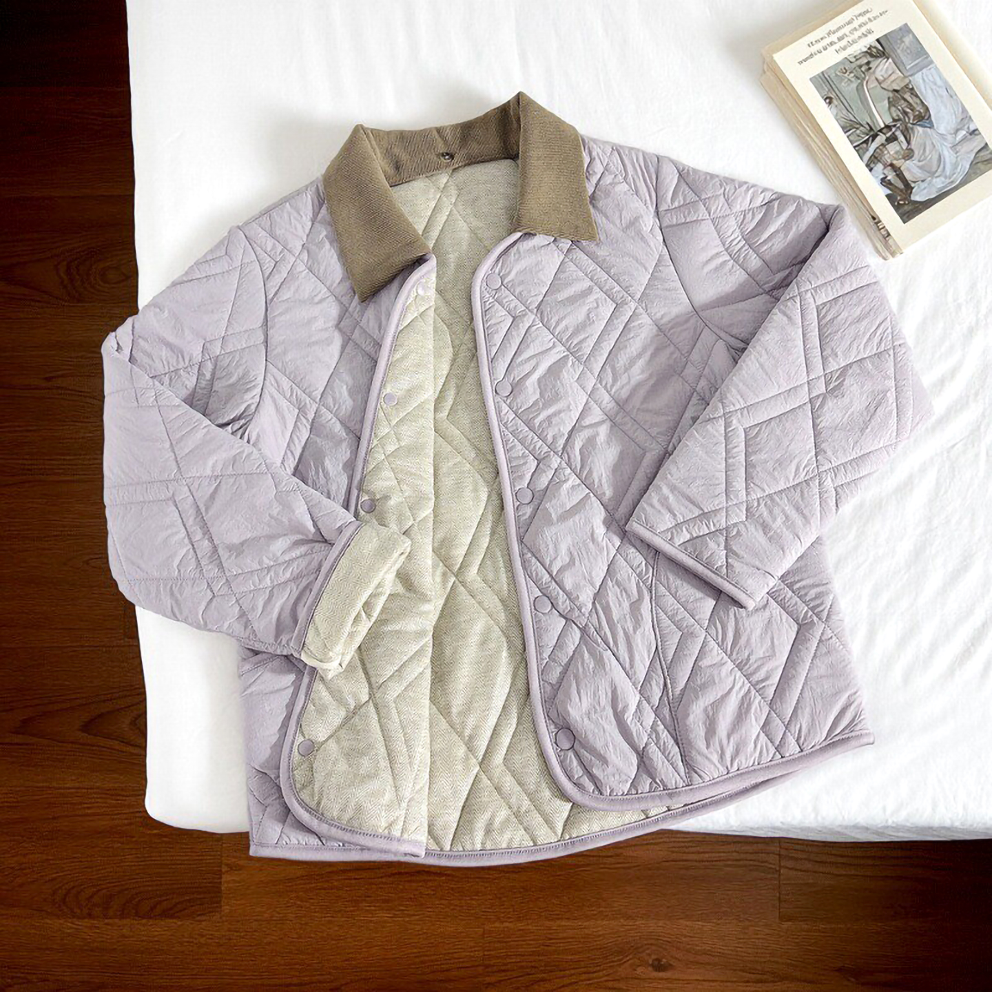 棉衣棉服女款秋冬季菱格羊毛轻薄