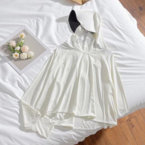 白色防晒衣女冰丝短款防晒服罩衫