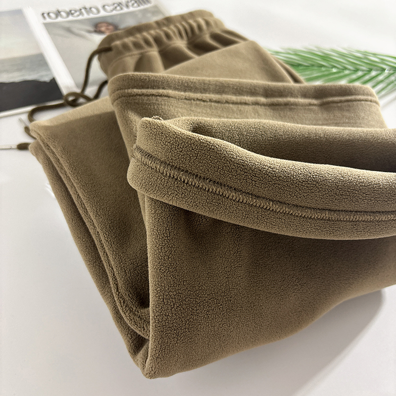 加绒加厚裤子女双面摇粒绒直筒裤