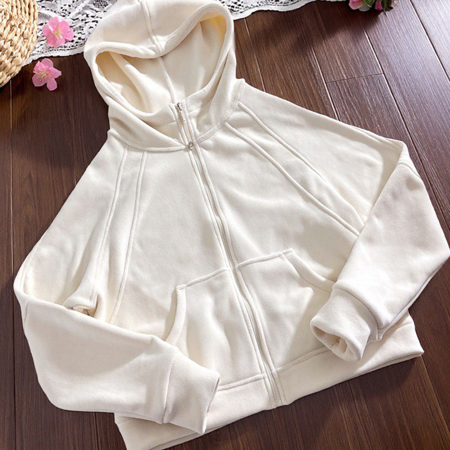 秋冬新款连帽卫衣女双面摇粒绒