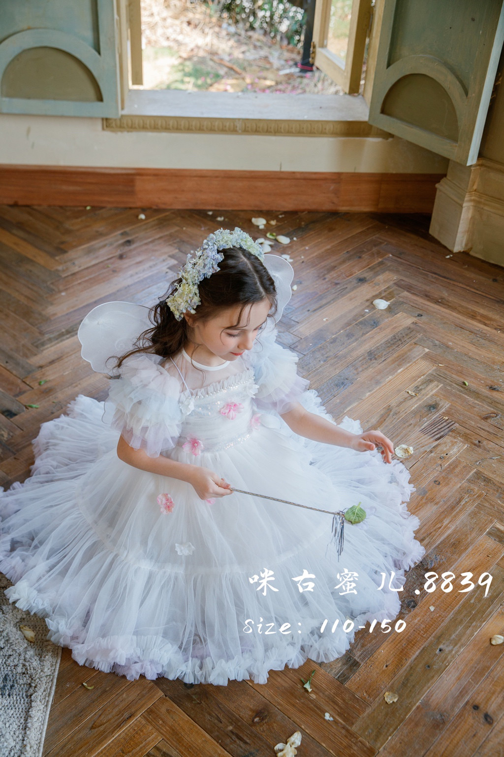 女童礼服影楼夏季儿童表演裙子小女孩蓬蓬裙连衣裙演出白色公主裙