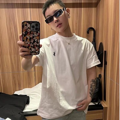 夏季高街刺绣小战马重磅纯棉T恤