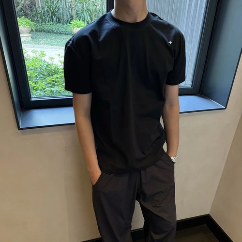 夏季刺绣简约重磅纯棉T恤320g潮