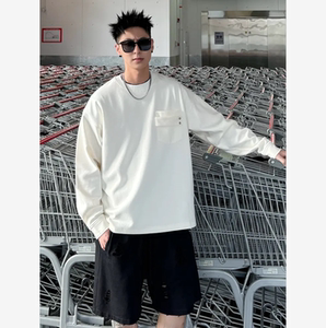 美式复古重磅纯棉街头感长袖T恤男秋冬打底衫卫衣男士百搭情侣潮