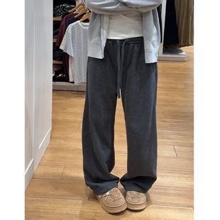 男士 男宽松阔腿卫裤 重磅磨毛加厚卫裤 直筒裤 男 秋冬休闲弯刀裤 新款
