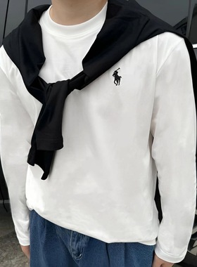 秋季重磅纯棉360G潮牌刺绣男士长袖t恤男痞帅宽松内搭打底衫上衣