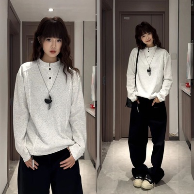 秋季新款解构立领卫衣男正肩长袖