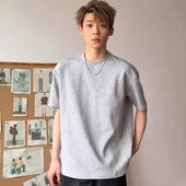 重磅纯棉300G小领口t恤boxy正肩解构拼接半截袖 夏季 美式 男款 短袖