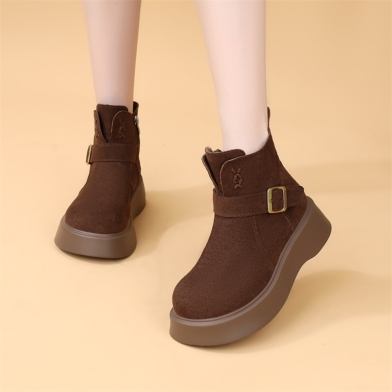 复古厚底勃肯鞋女短靴2025新款秋冬加绒马丁靴英伦松糕雪地靴大码,女鞋,马丁靴,淘宝优惠券,粉丝福利购,淘宝优惠卷