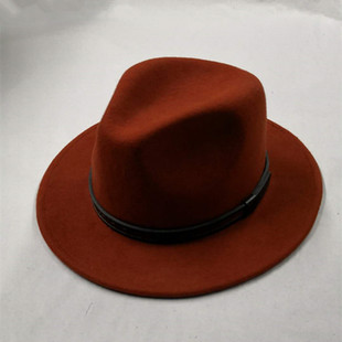 丽华新款韩版百搭潮男女款时尚复古英伦爵士帽纯羊毛礼帽