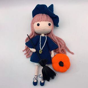 钩针小魔女娃娃材料包diy毛线编织万圣节巫女卡通零基础视频教程