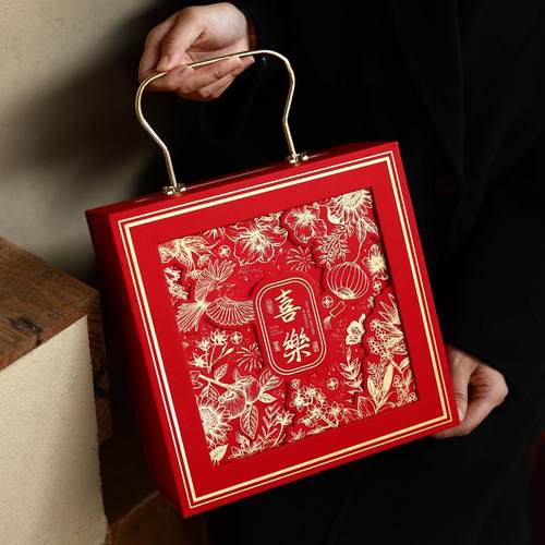 高档新年包装盒手提2026马年年货礼盒烘焙饼干糖果茶叶空盒伴手礼