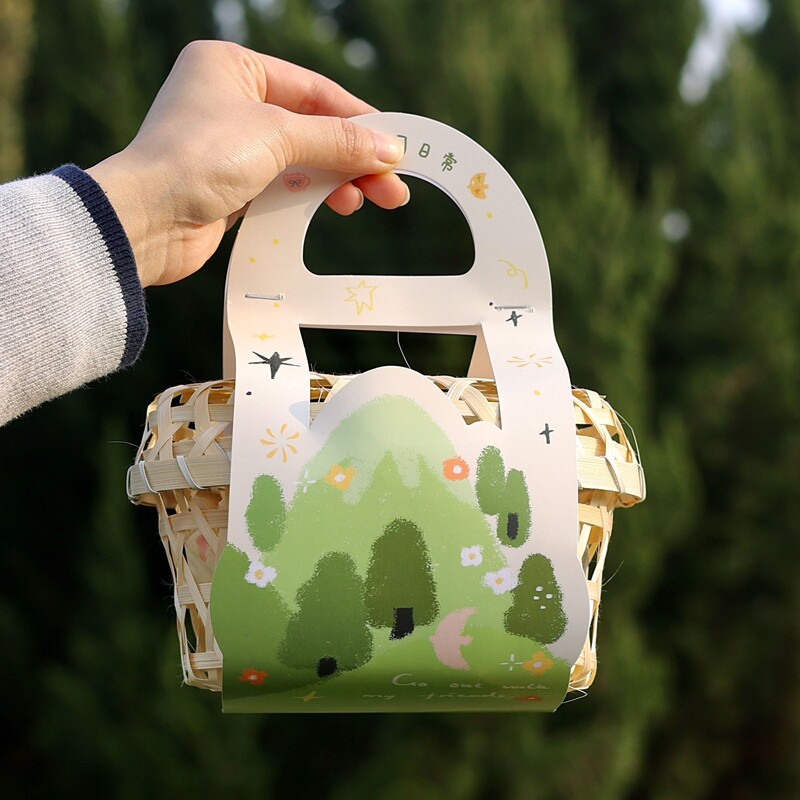 端午节新款粽子咸鸭蛋包装盒手提小竹篮绿豆糕特产伴手礼盒空盒子