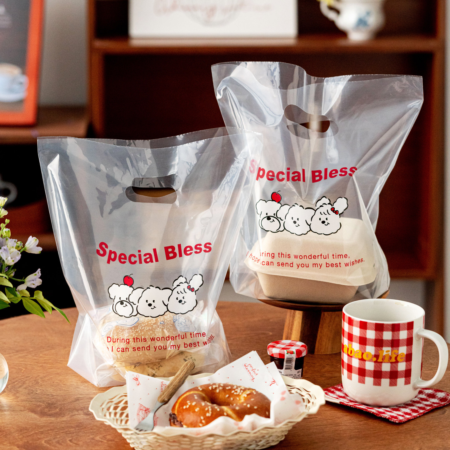 烘焙手提袋吐司面包打包袋西点饼干甜品蛋糕包装袋外卖塑料袋定制