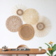 北欧简约编织圆形装 饰挂件 饰草编藤编墙面挂件简约背景墙墙面装