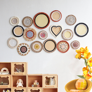 波西米亚风编织圆形壁饰家居装 饰品 饰流苏挂饰墙面装