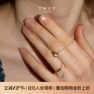 红宝石丝绒项链女细锁骨链 ruby TWOR Au750肌肤链手工18k金baby