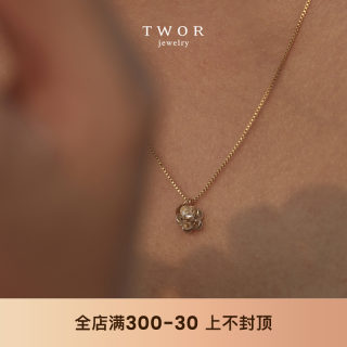 TWOR/Flower花房系列14k注金链精致迷你手工s925小花朵项链复古女