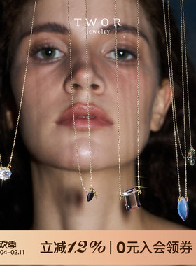 twor原创设计彩色水晶18K金项链