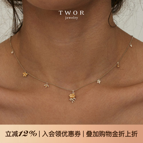 S925银葡萄碎片项链花朵流苏颈链