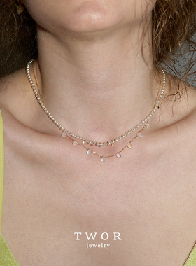 天然彩虹月光石TWOR18K金项链