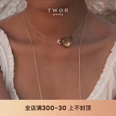 twor原创设计复古花朵银项链