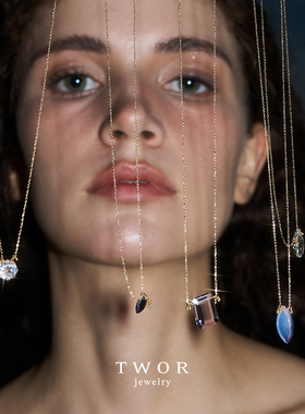 twor原创设计彩色水晶18K金项链