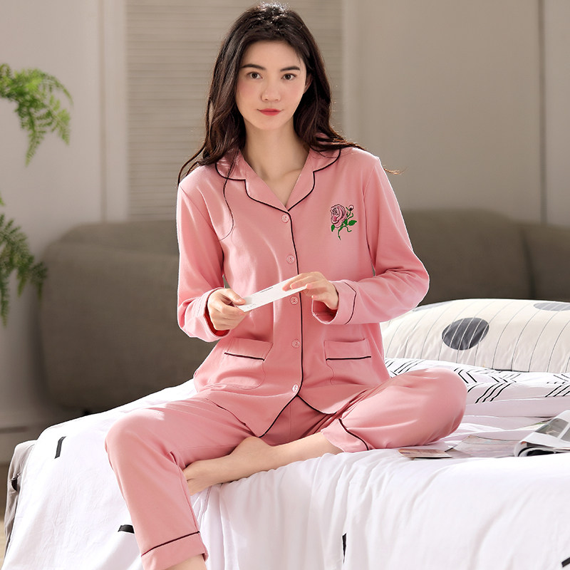 睡衣女春秋纯棉2024年新款女士韩版长袖可外穿家居服全棉秋冬套装