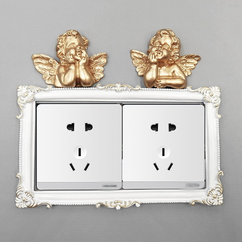 开关贴墙贴保护套 树脂家用法式简约墙壁灯插座边框套 电源装饰贴,家居饰品,开关贴,淘宝优惠券,粉丝福利购,淘宝优惠卷