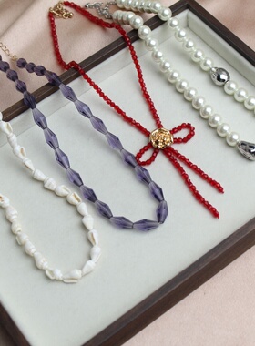 韩版新款玻璃水晶串珠项链