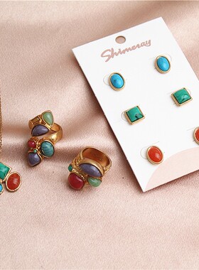 中古金色锁骨链彩色多巴胺