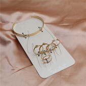 戒指手镯一套饰品简约大气金属镀金镶水钻女F 套装 新款 日韩风格