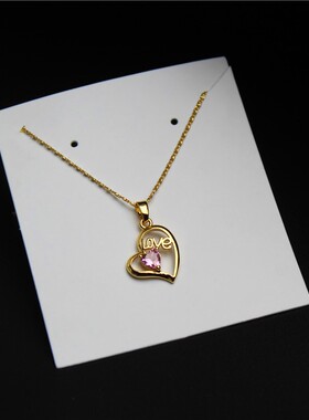 铜镀真金扁链女款彩色锆石锁骨链