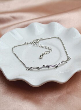 女金属镀白金日韩树杈手链手饰