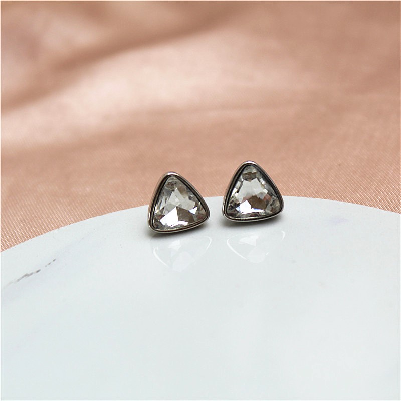 金属镀白金日韩水钻男女精致耳钉