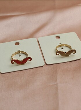 欧美风格新款戒指滴釉卡通可爱小胡子个性潮流时尚活口指环女式