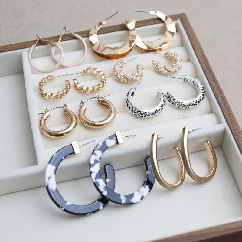 欧美风格新款几何造型C型耳环女金属潮流水钻耳饰简约大气耳钉06,饰品/流行首饰/时尚饰品新,耳环,淘宝优惠券,粉丝福利购,淘宝优惠卷