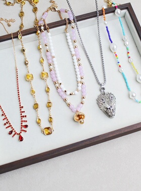 简约彩色串珠多层锁骨毛衣链女