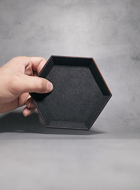 盘二三五 雾霾山WMS 大漆磨砂裸边六角盘 收纳盘 首饰盘