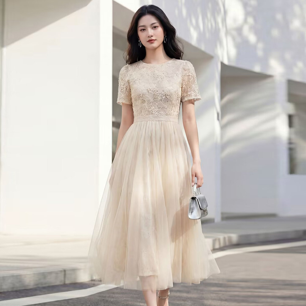 连衣裙纱网钉珠少女公主小礼服