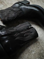American retro embroidered Western cowboy boots, men's thick-heeled dark knight boots, Amis Kaki genuine leather short-top motorcycle boots thumbnail 6