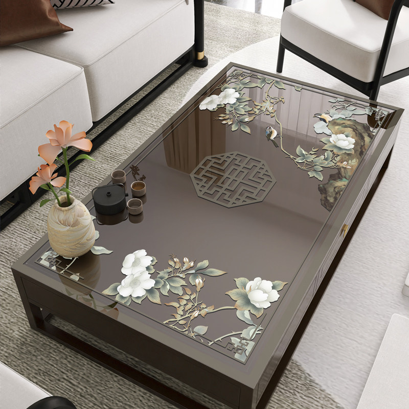 中式茶几桌布免洗防油防水透明PVC镂空印花软玻璃餐桌垫茶几垫,居家布艺,茶几垫,淘宝优惠券,粉丝福利购,淘宝优惠卷